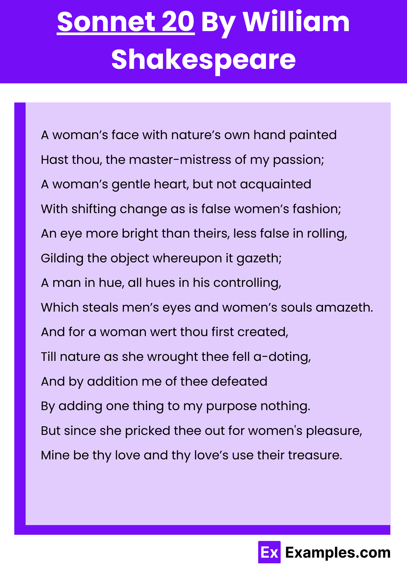 Sonnet 20 By William Shakespeare