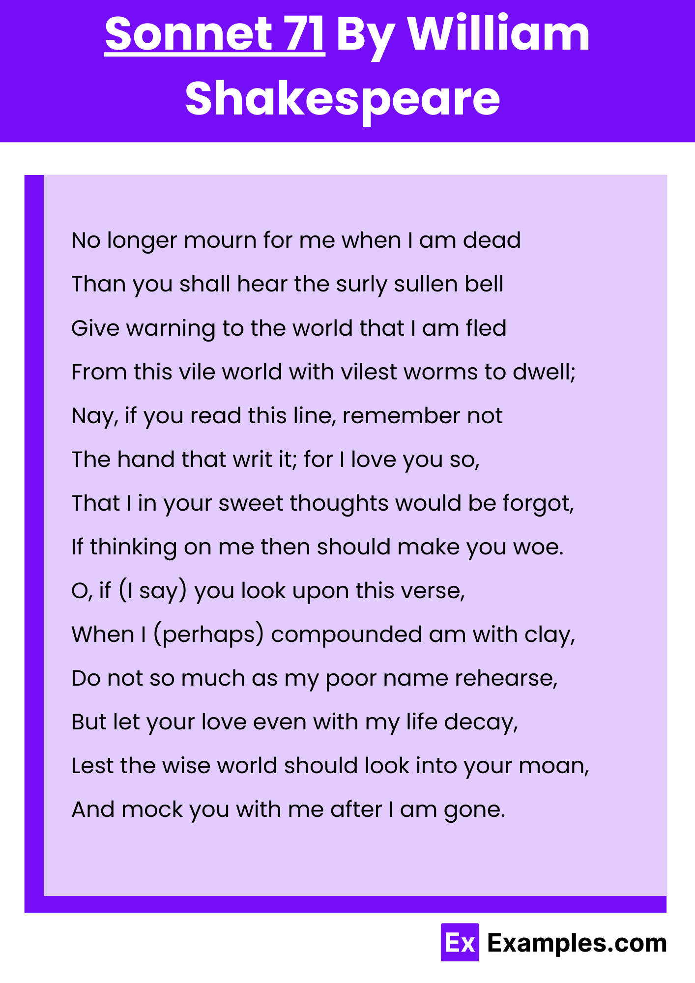 Sonnet 71 By William Shakespeare