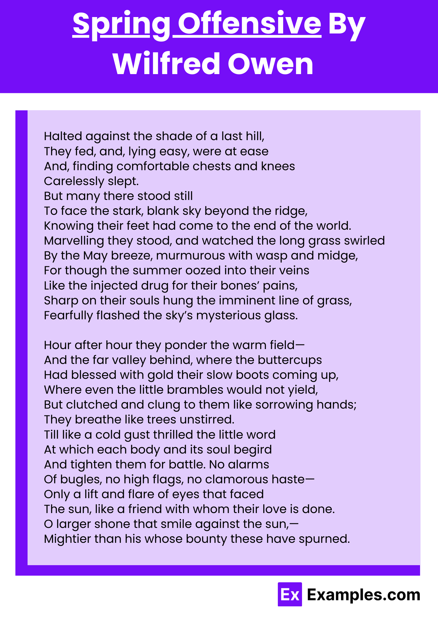Spring Offensive By Wilfred Owen