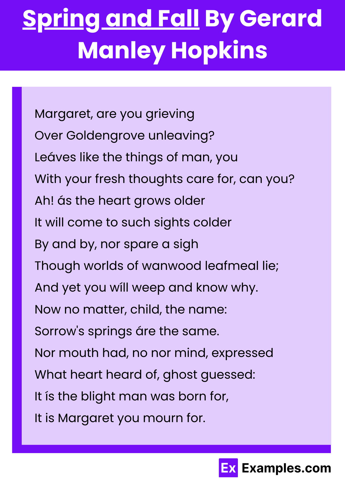 Spring and Fall By Gerard Manley Hopkins