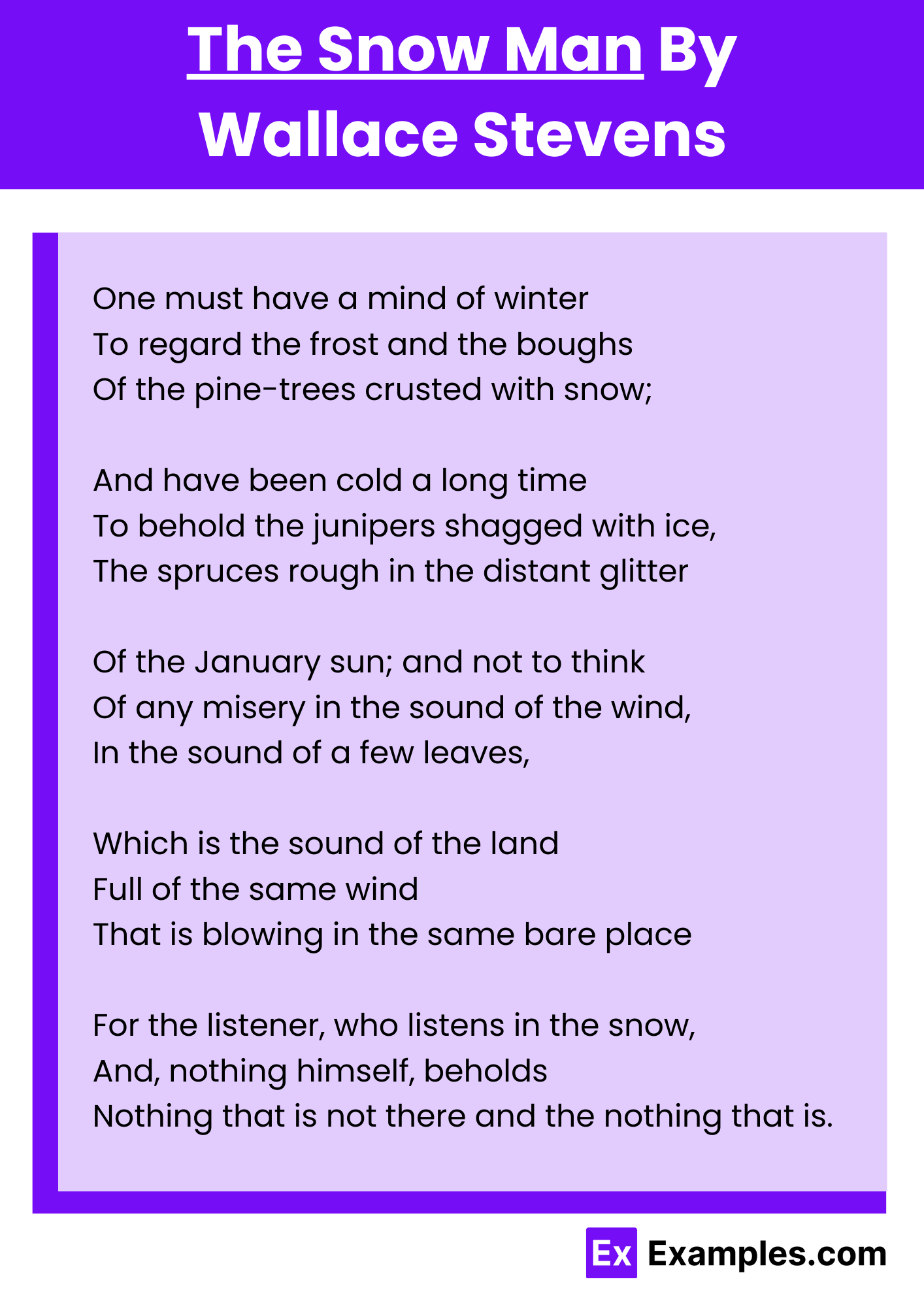 The Snow Man By Wallace Stevens