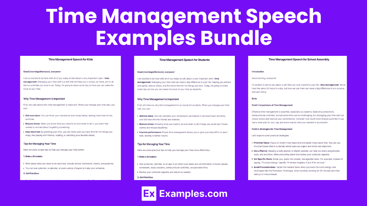 Time Management Speech  Examples Bundle