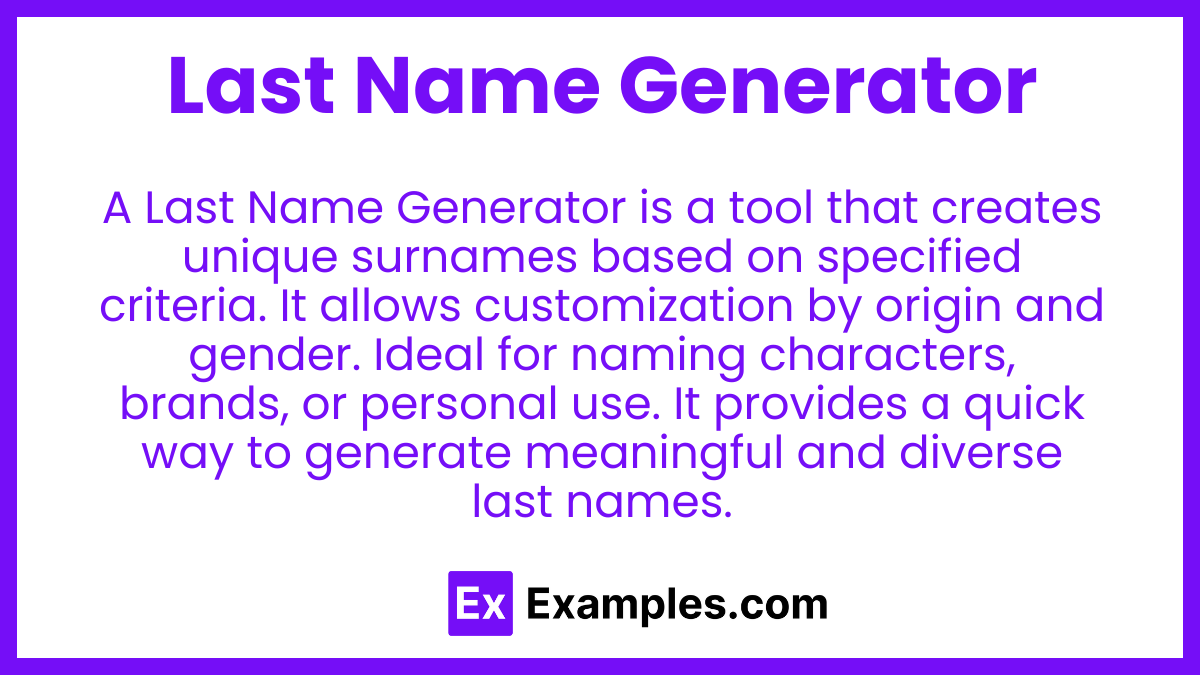 Last Name Generator