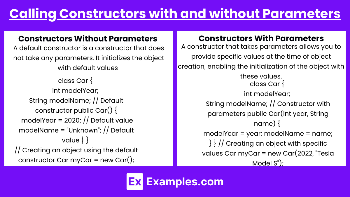 Calling Constructors with and without Parameters