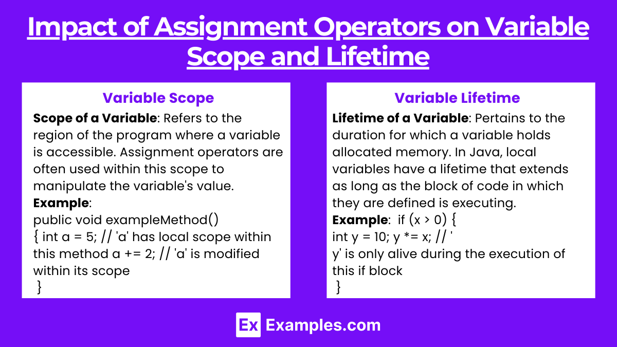 Impact of Assignment Operators on Variable Scope and Lifetime