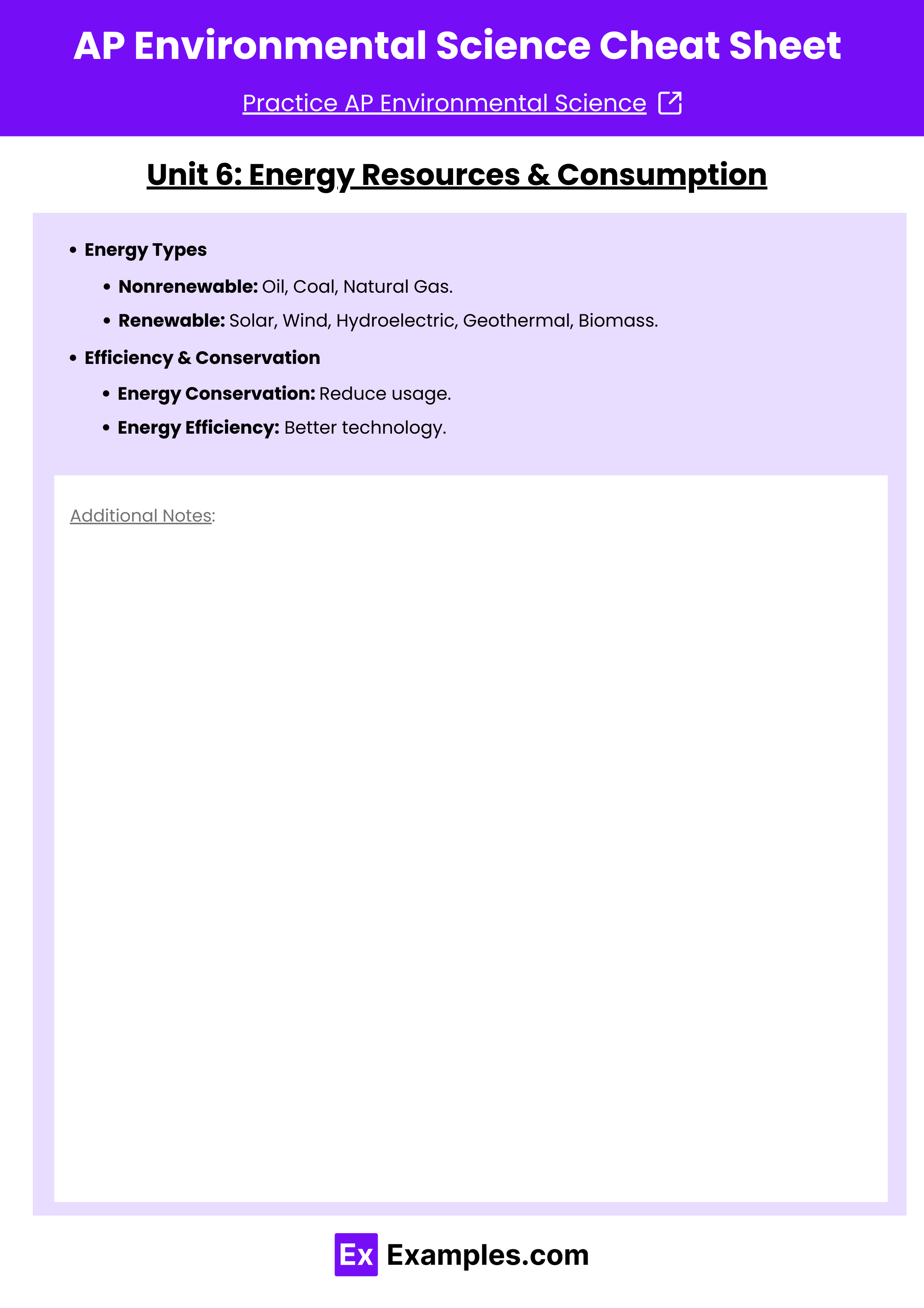 Unit 6 Energy Resources & Consumption