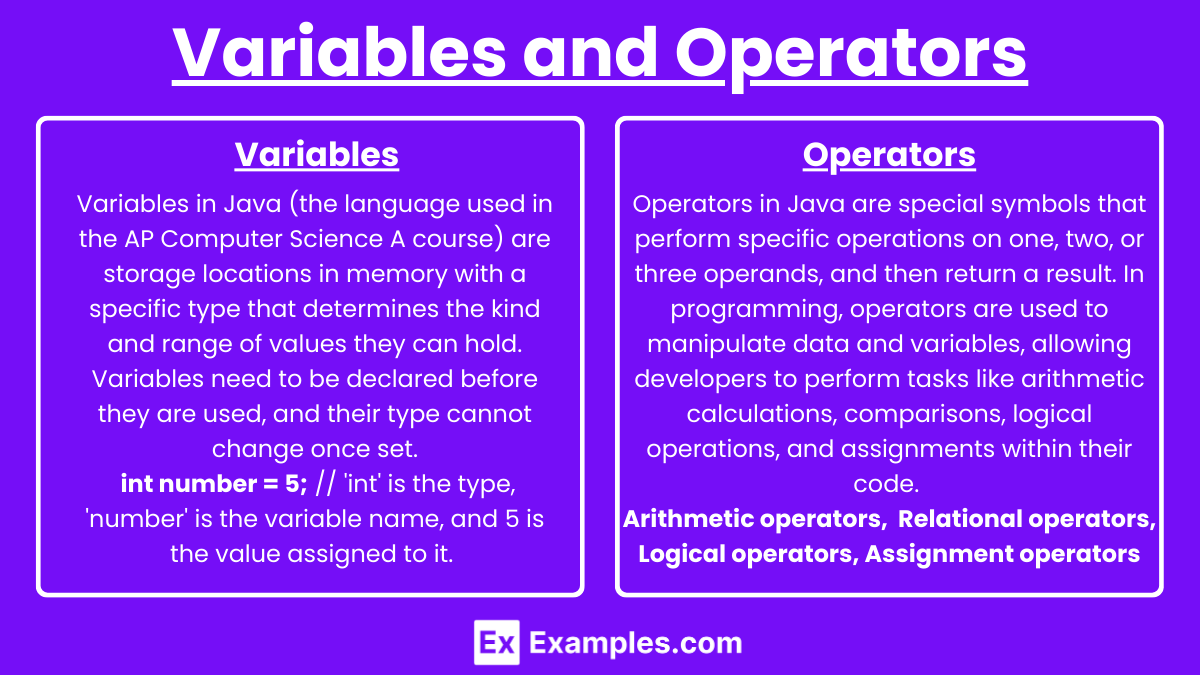 Variables and Operators