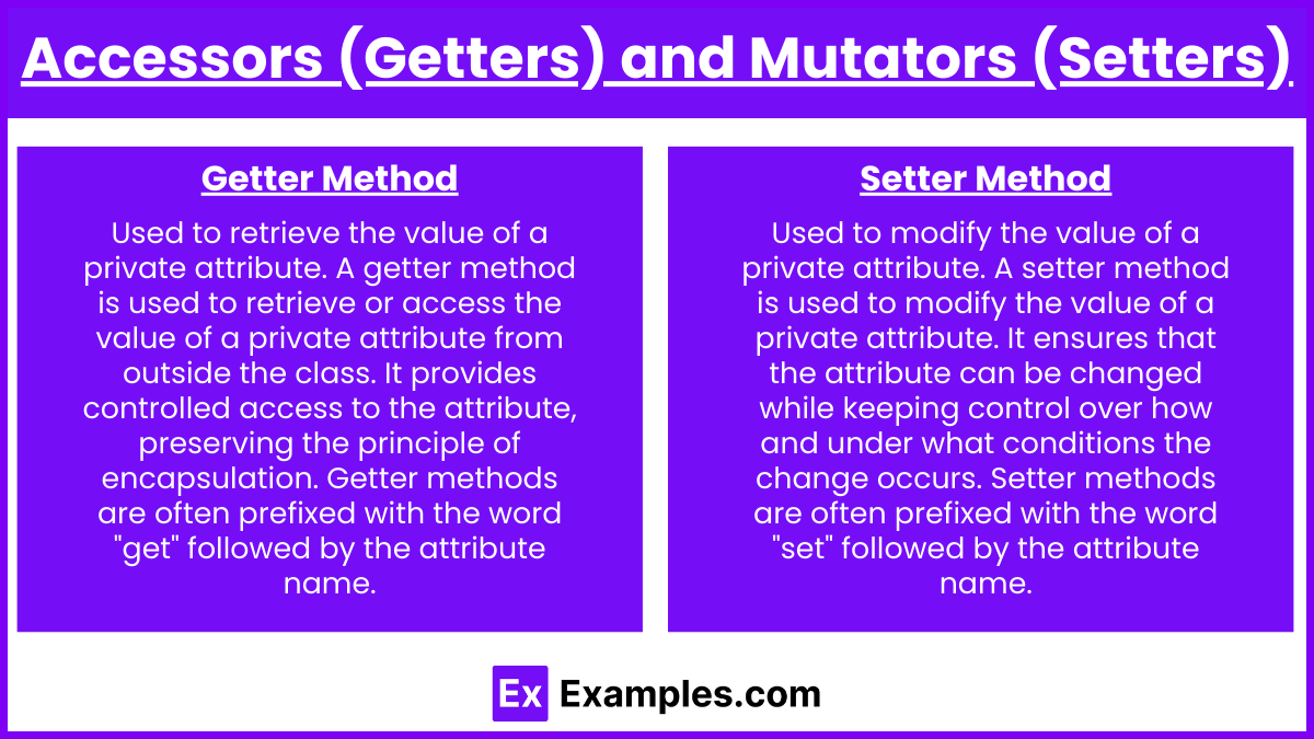 Accessors (Getters) and Mutators (Setters)