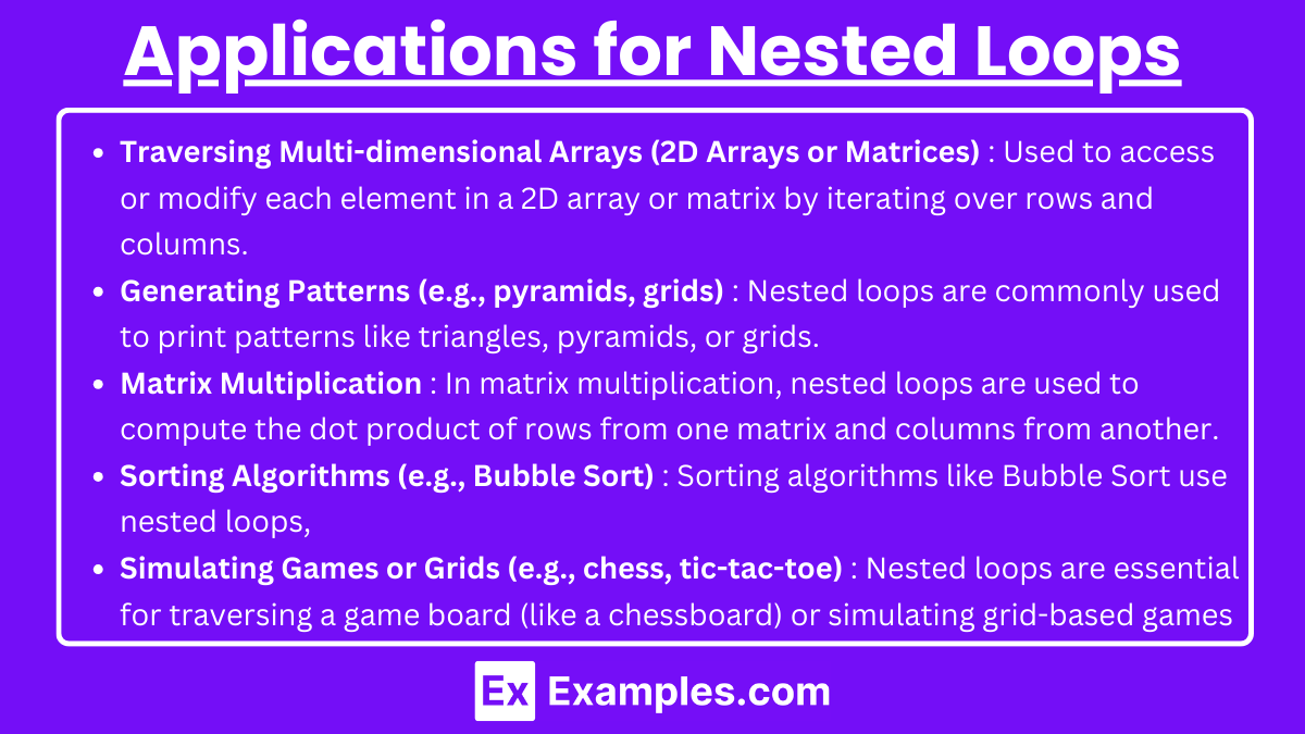 Applications for Nested Loops