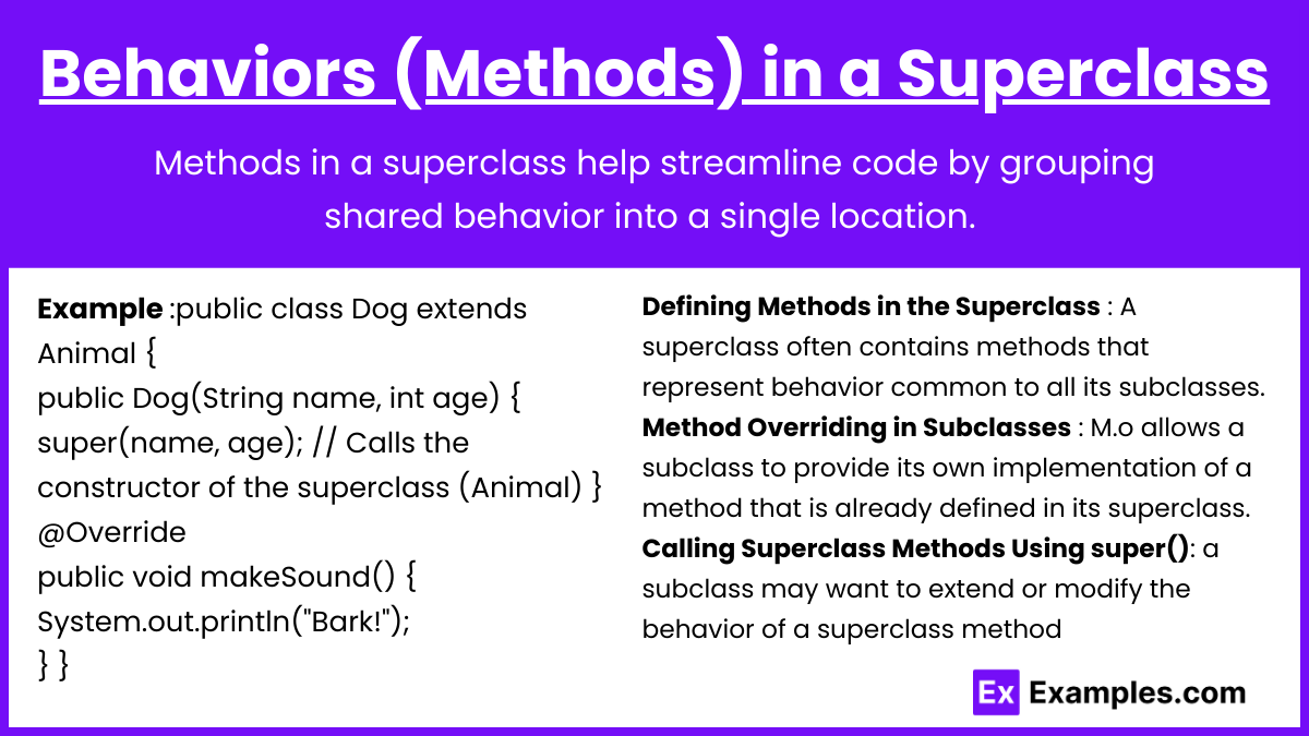 Behaviors (Methods) in a Superclass