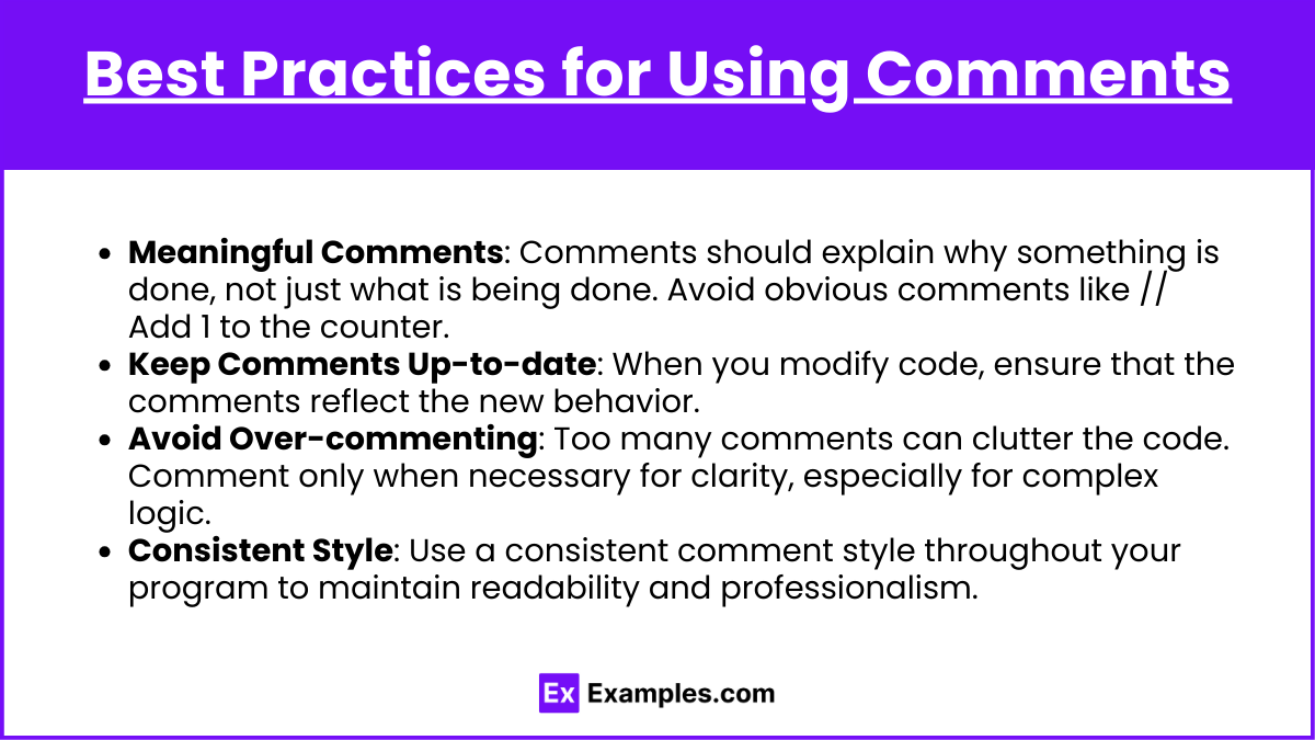 Best Practices for Using Comments