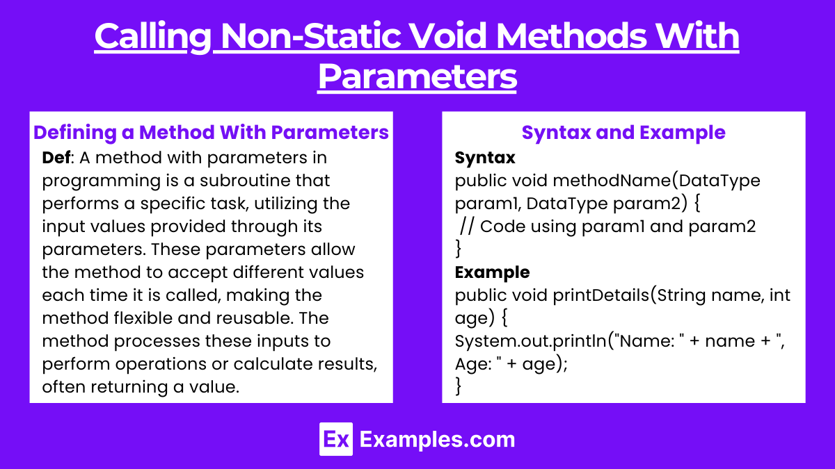 Calling Non-Static Void Methods With Parameters