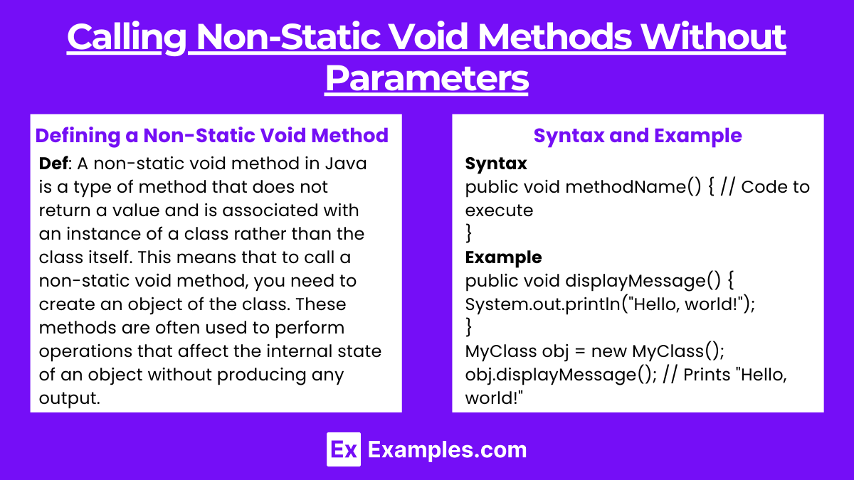 Calling Non-Static Void Methods Without Parameters