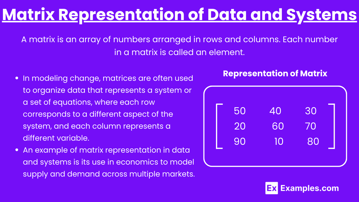 Matrix Representation of Data and Systems