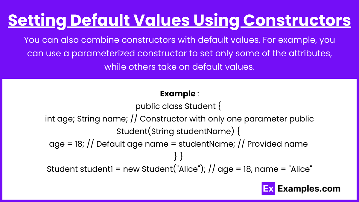 Setting Default Values Using Constructors