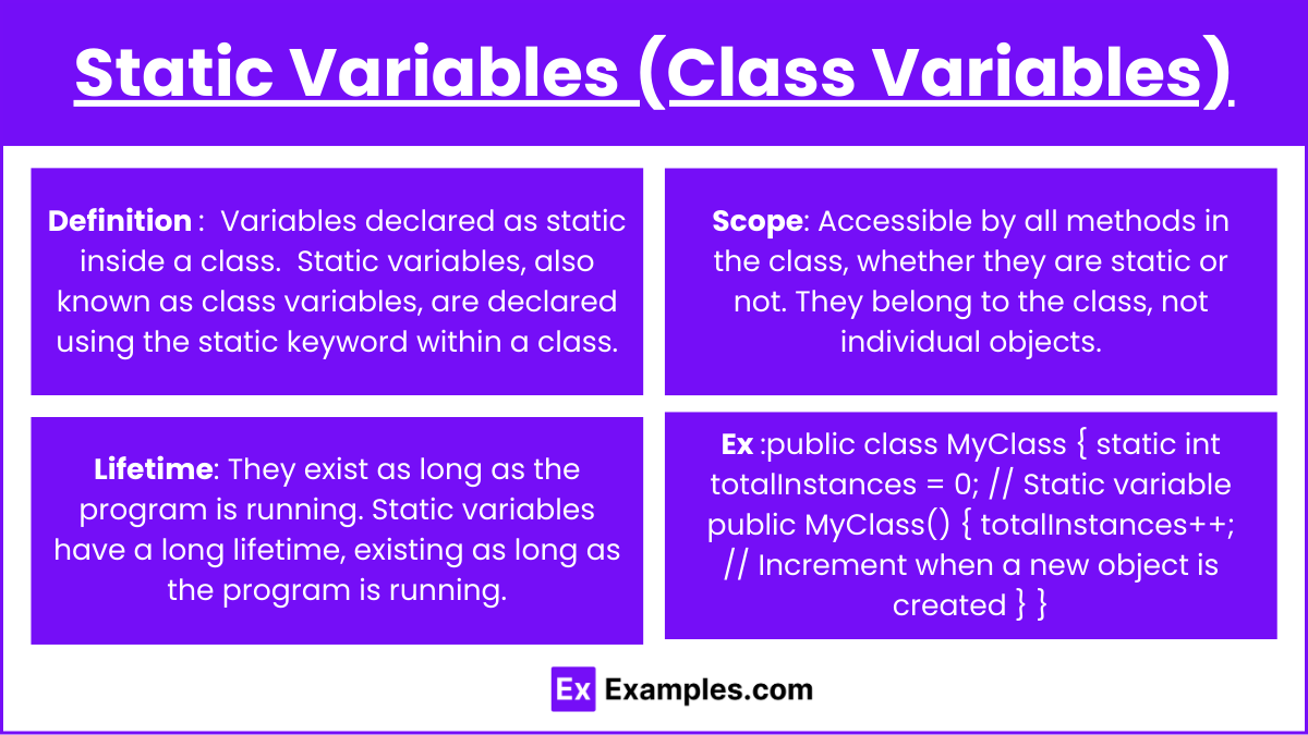 Static Variables (Class Variables)