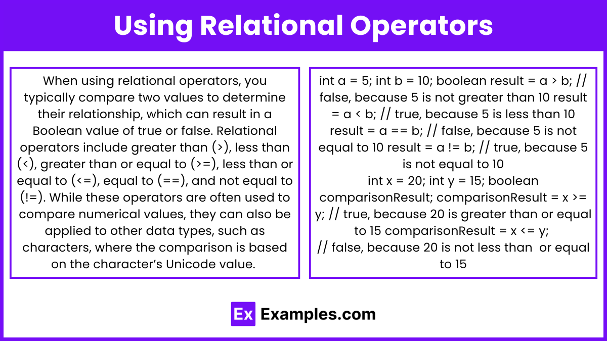 Using Relational Operators