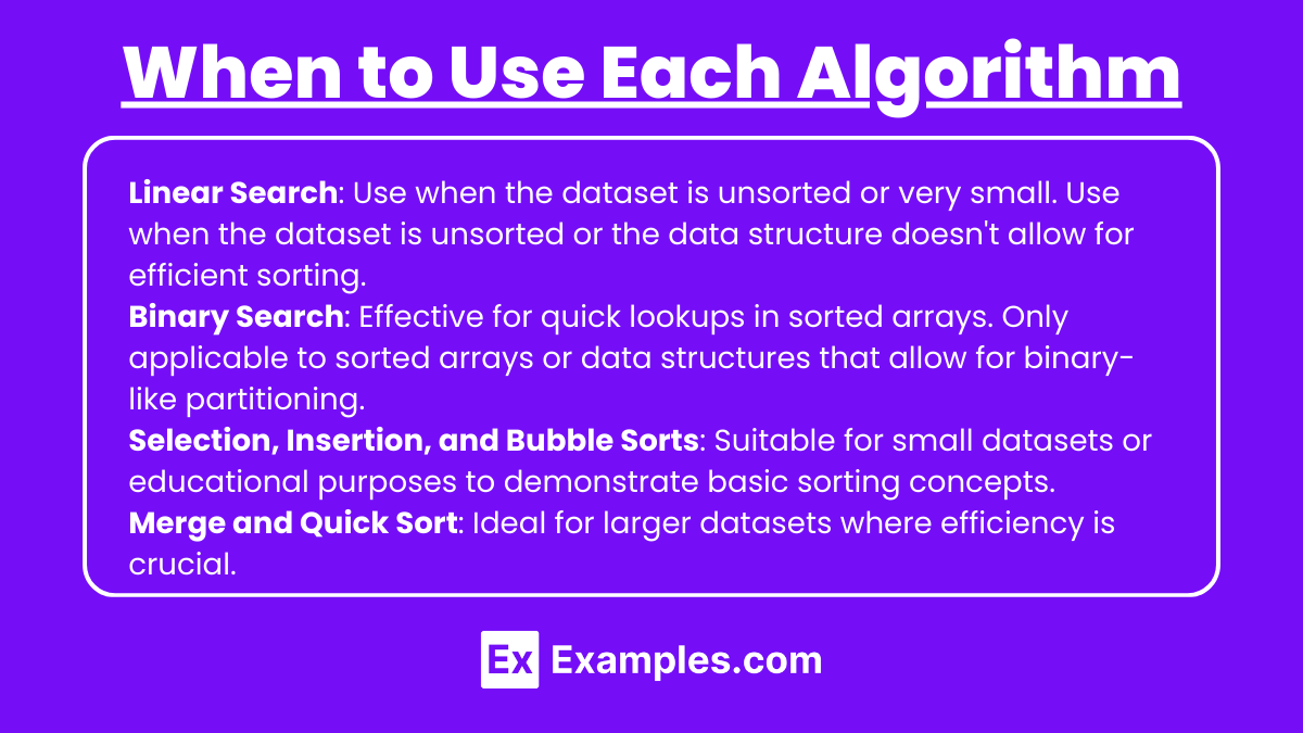 When to Use Each Algorithm