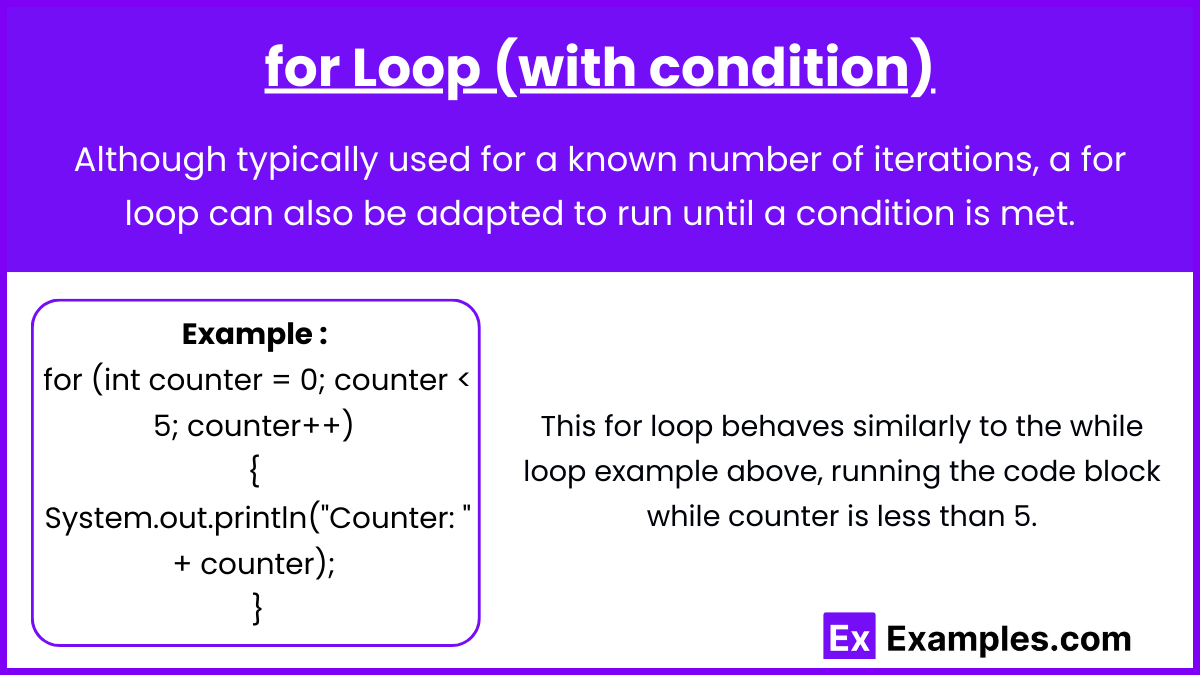 for Loop (with condition)