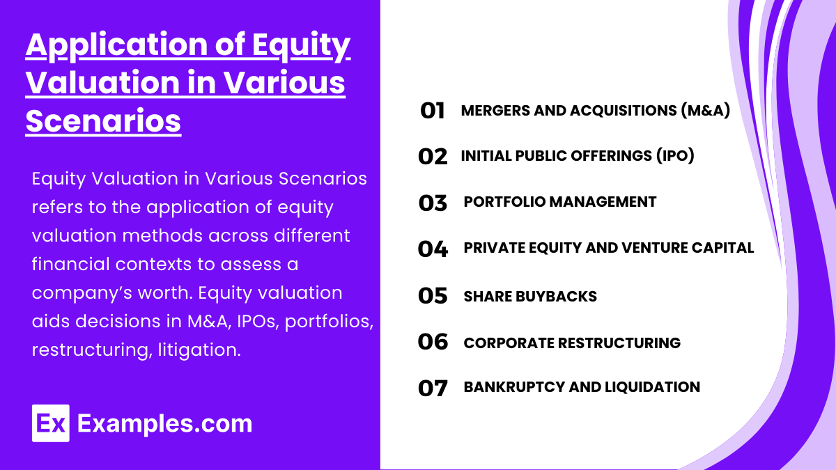 Application of Equity Valuation in Various Scenarios