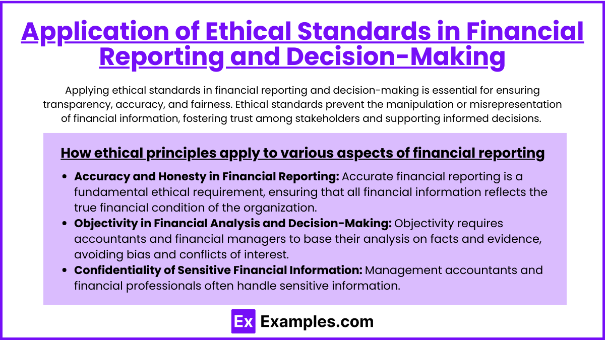 Application of Ethical Standards in Financial Reporting and Decision-Making