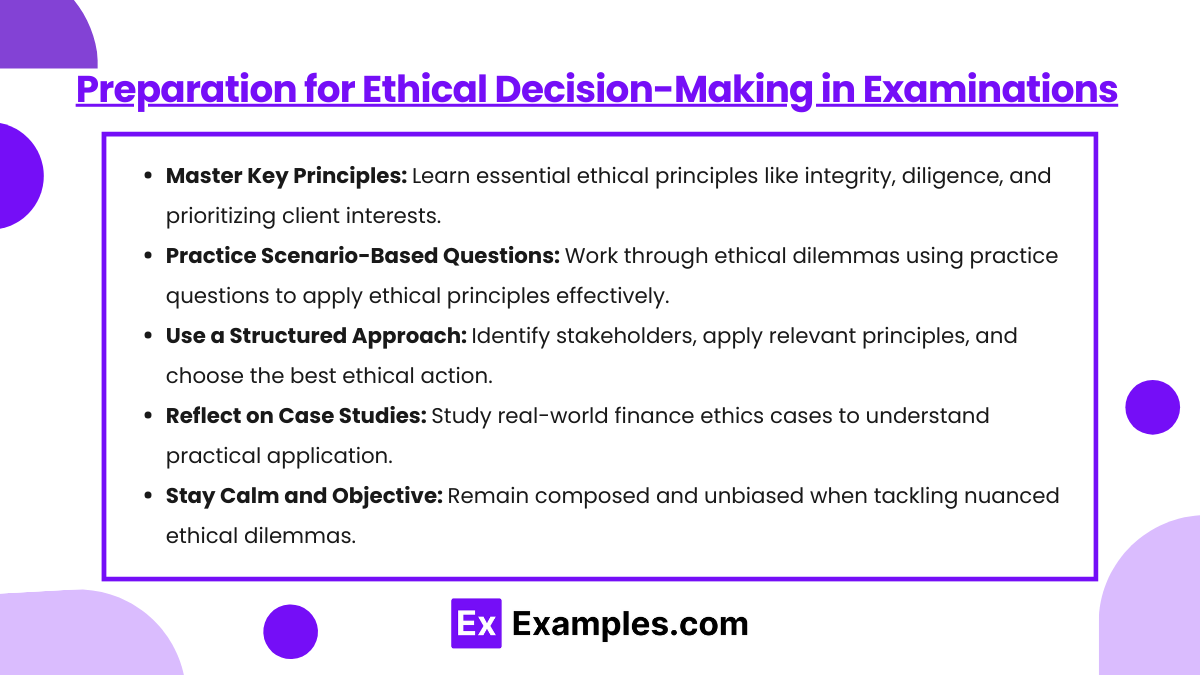 Preparation for Ethical Decision-Making in Examinations