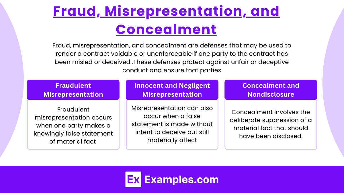 Fraud, Misrepresentation, and Concealment