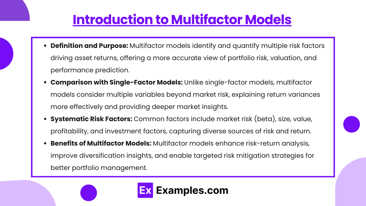 Introduction to Multifactor Models