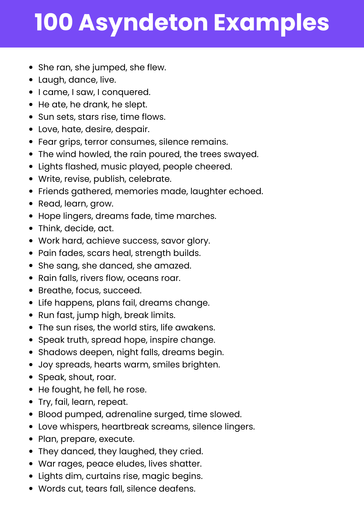 Asyndeton Examples