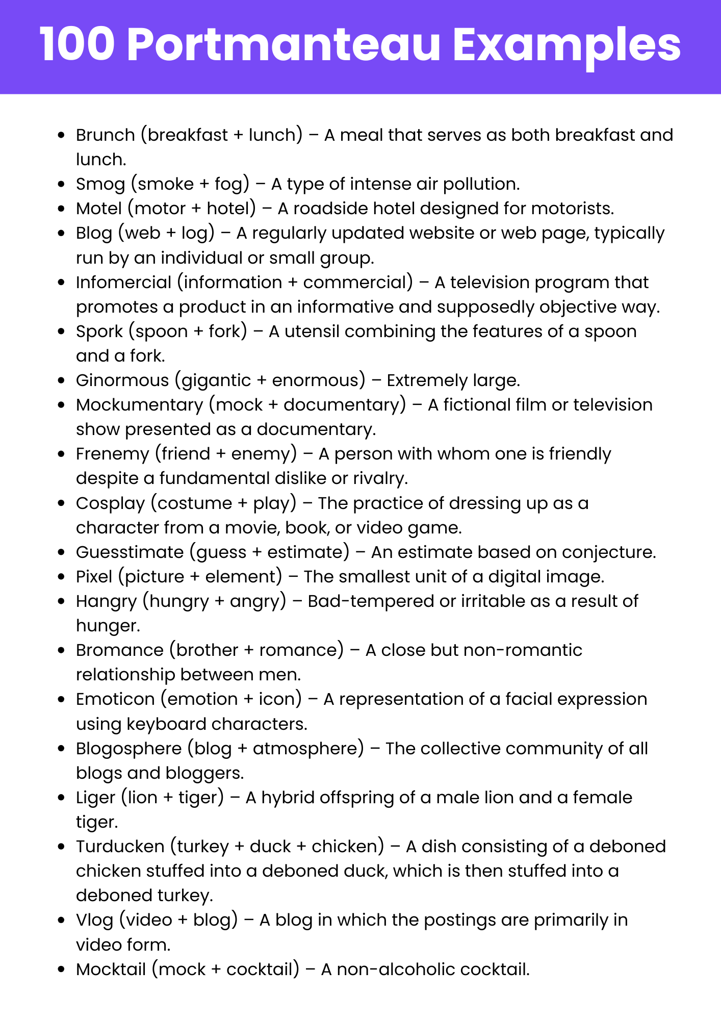 Portmanteau Examples