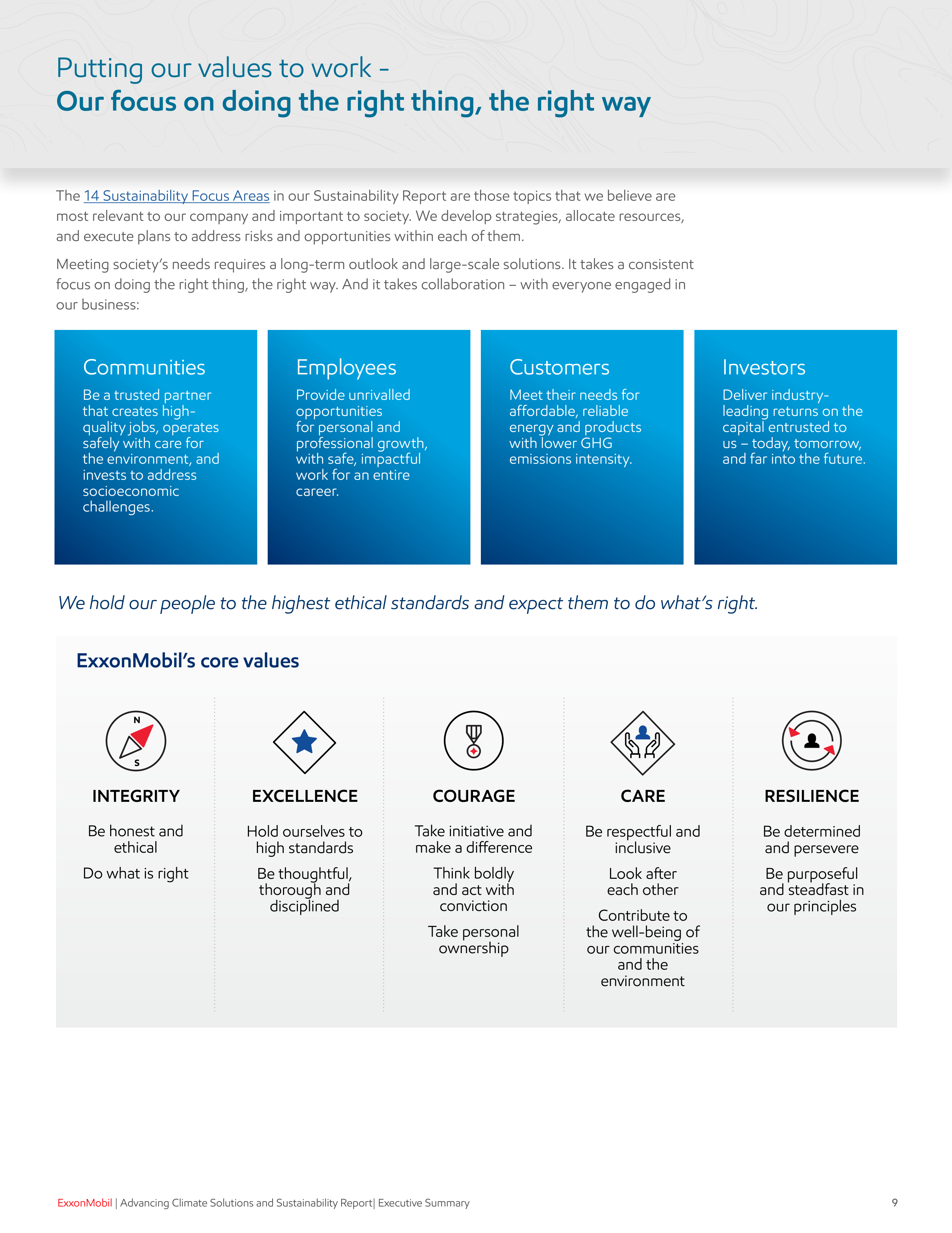 ExxonMobil Sustainability Executive Report — page 10