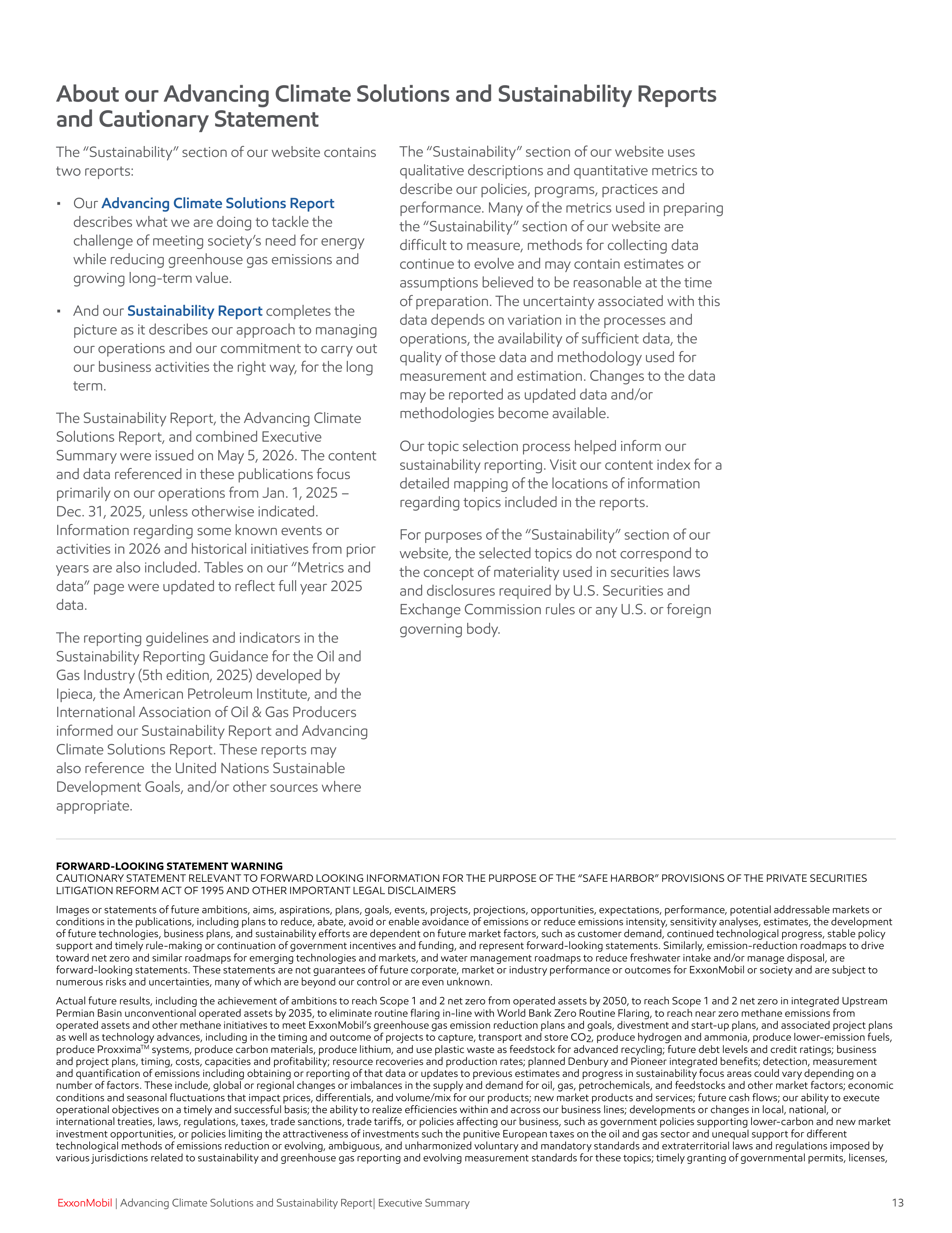 ExxonMobil Sustainability Executive Report — page 14