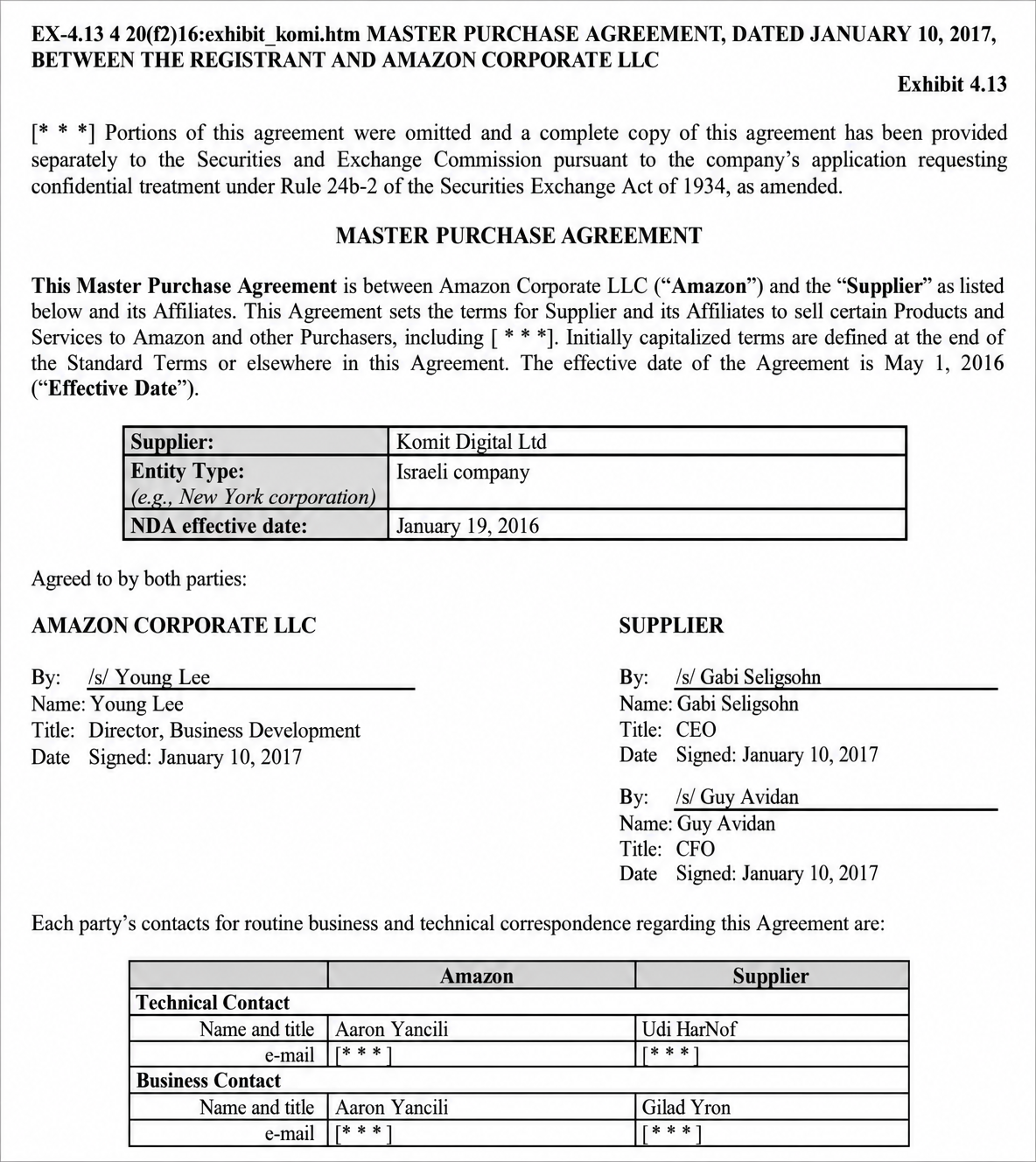 AMAZON MASTER PURCHASE AGREEMENT - Free AI Contract Generator, 50+ Real Contract Examples