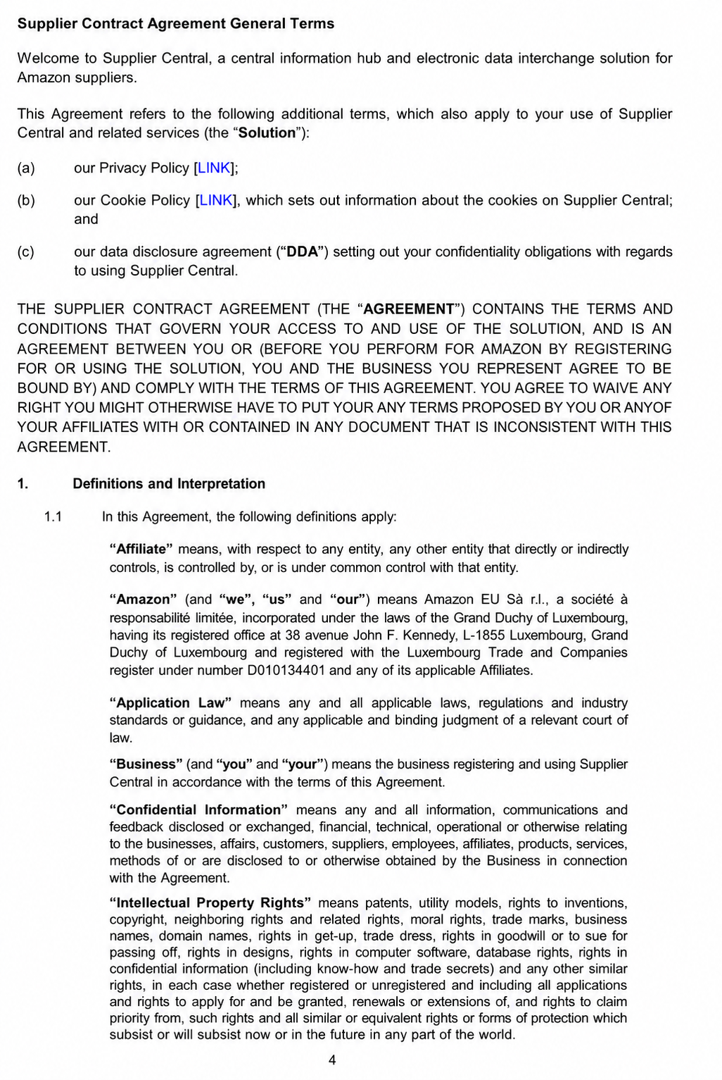 Amazon Supplier Connect Agreement - Free AI Contract Generator, 50+ Real Contract Examples