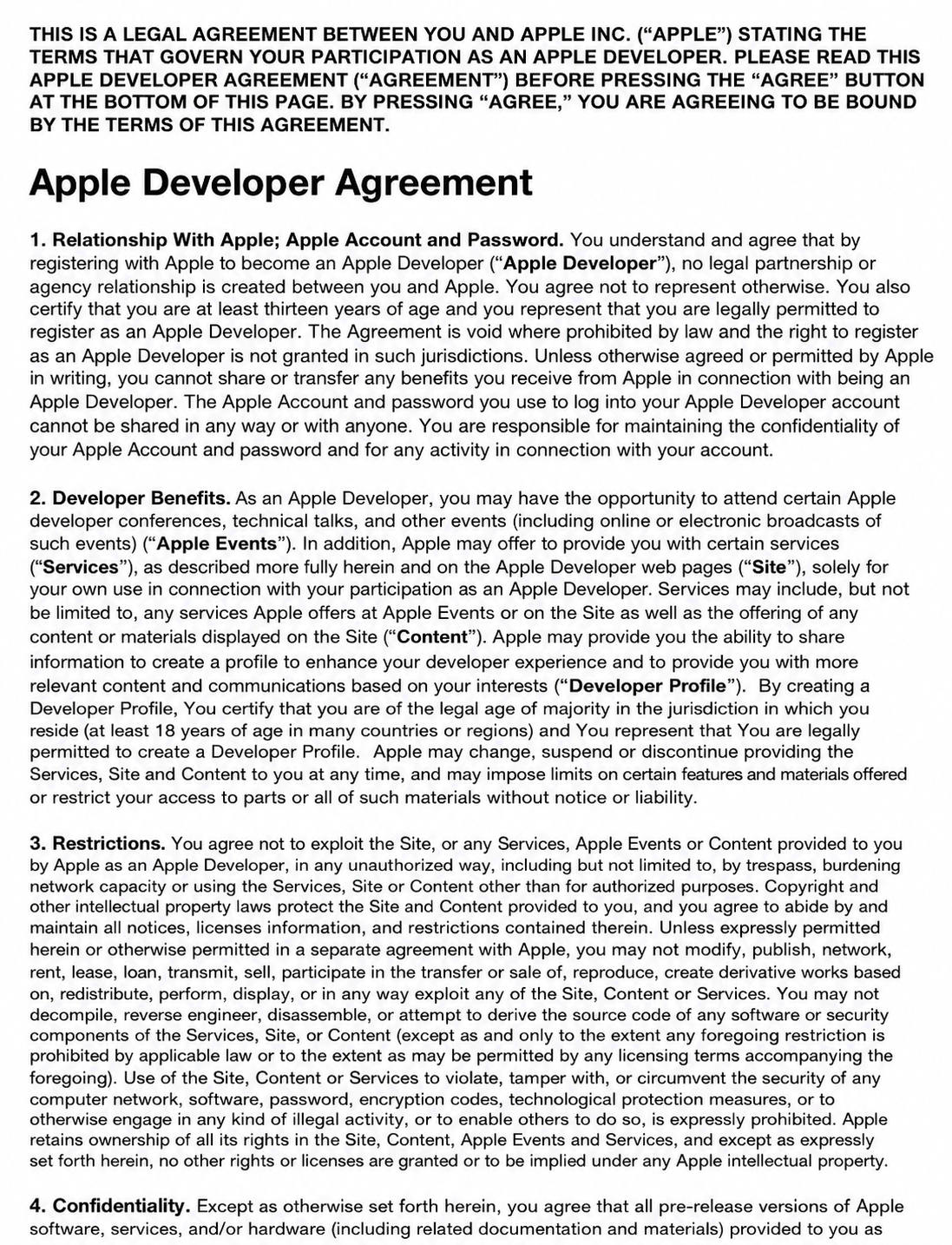 Apple Developer Agreement - Free AI Contract Generator, 50+ Real Contract Examples