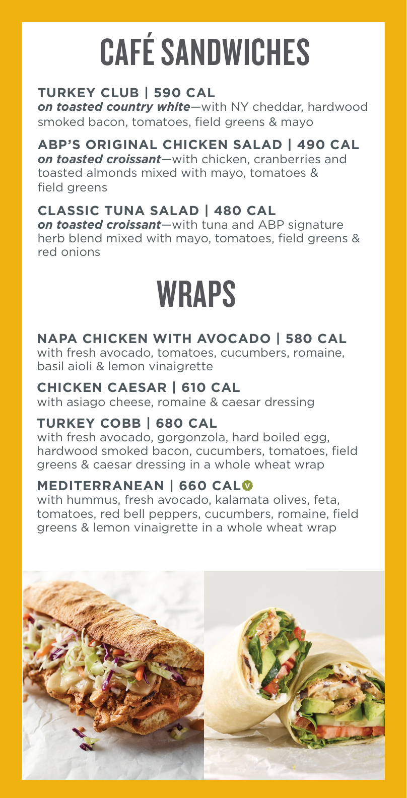Au Bon Pain Sandwiches & Wraps Menu - Free AI Menu Generator, 50+ Real Menu Examples