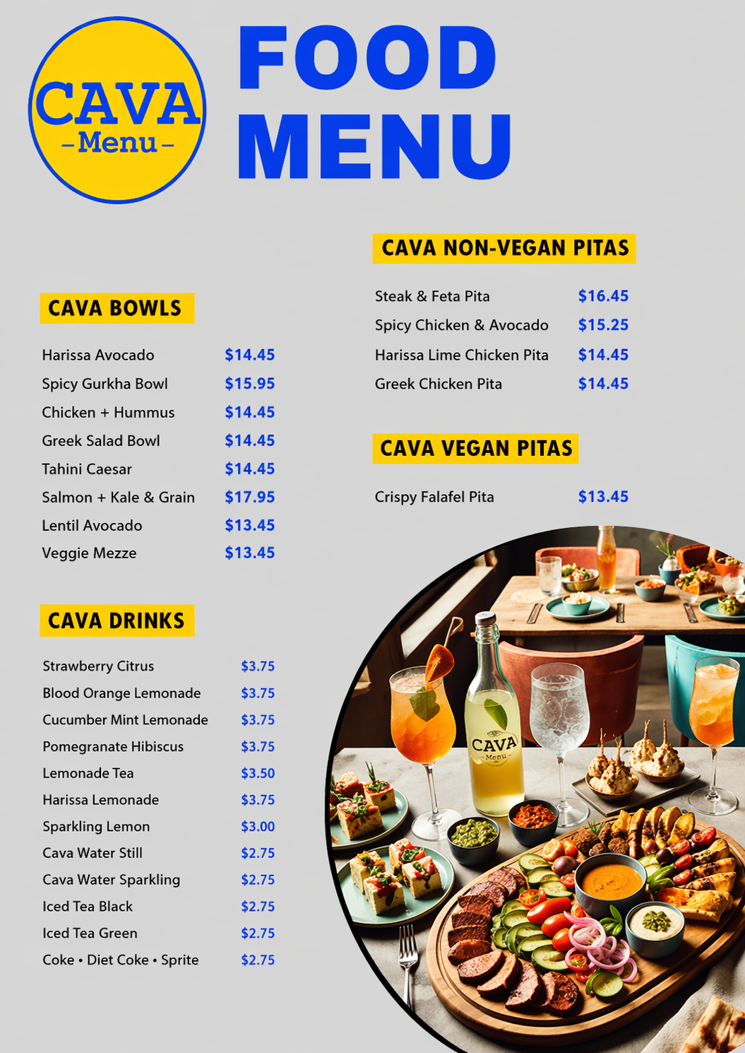 CAVA Menu - Free AI Menu Generator, 50+ Real Menu Examples