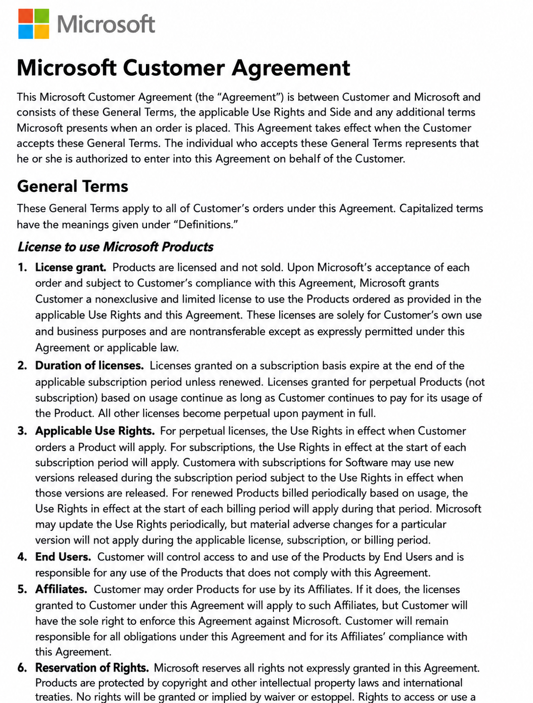 Microsoft Customer Agreement - Free AI Contract Generator, 50+ Real Contract Examples