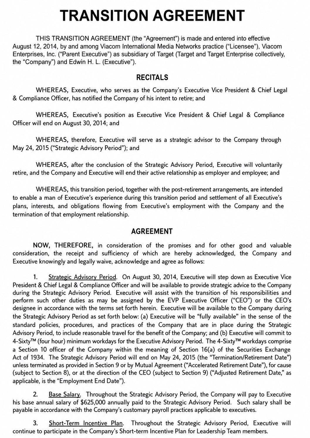 Target Corporation Transition Agreement - Free AI Contract Generator, 50+ Real Contract Examples