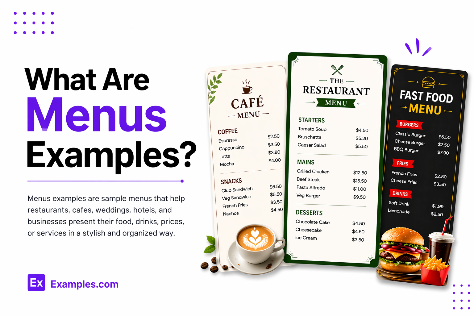 What are Mennus Examples