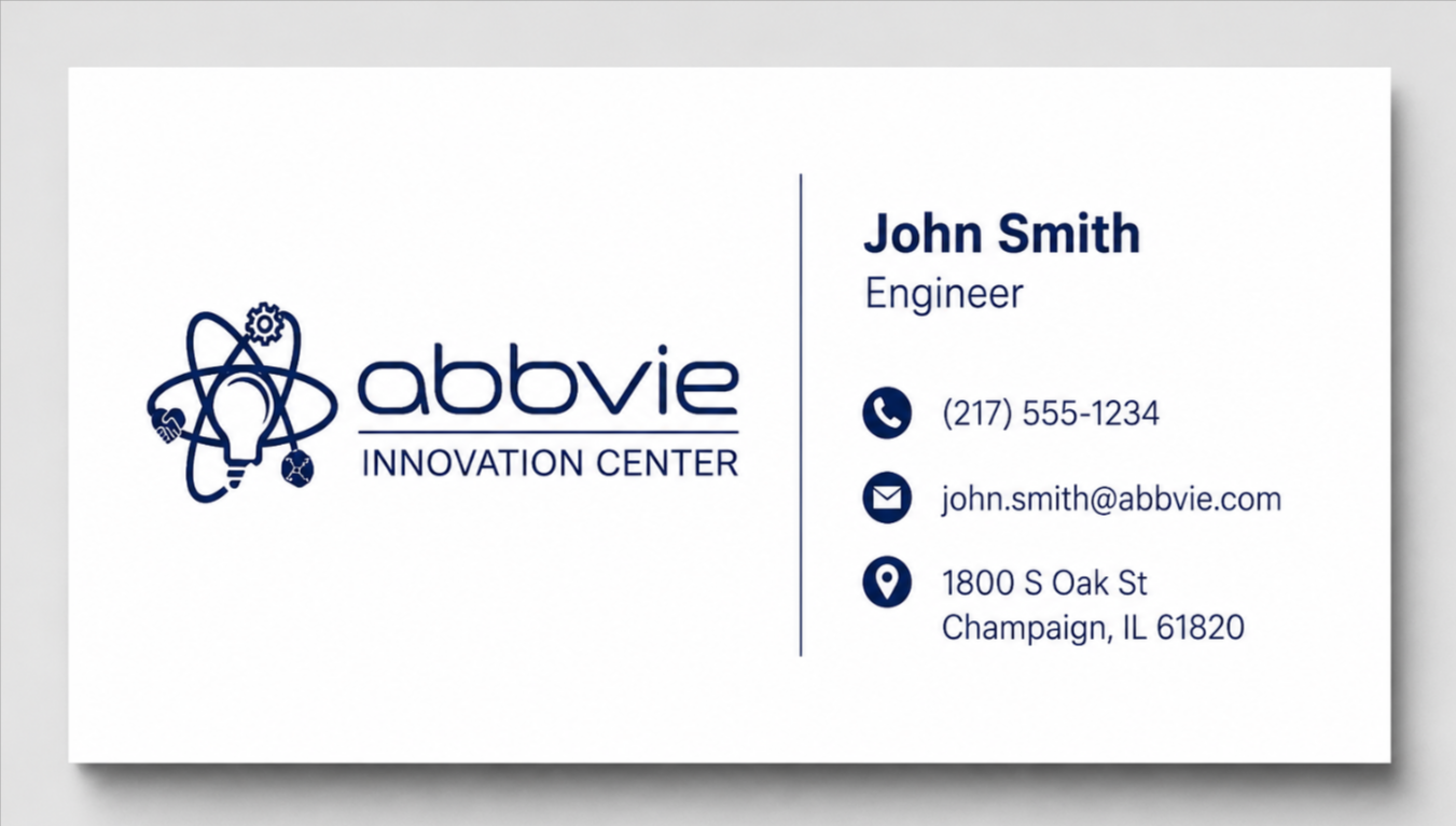 AbbVie Business Card Example - Business Card Examples, AI Business Card Generator