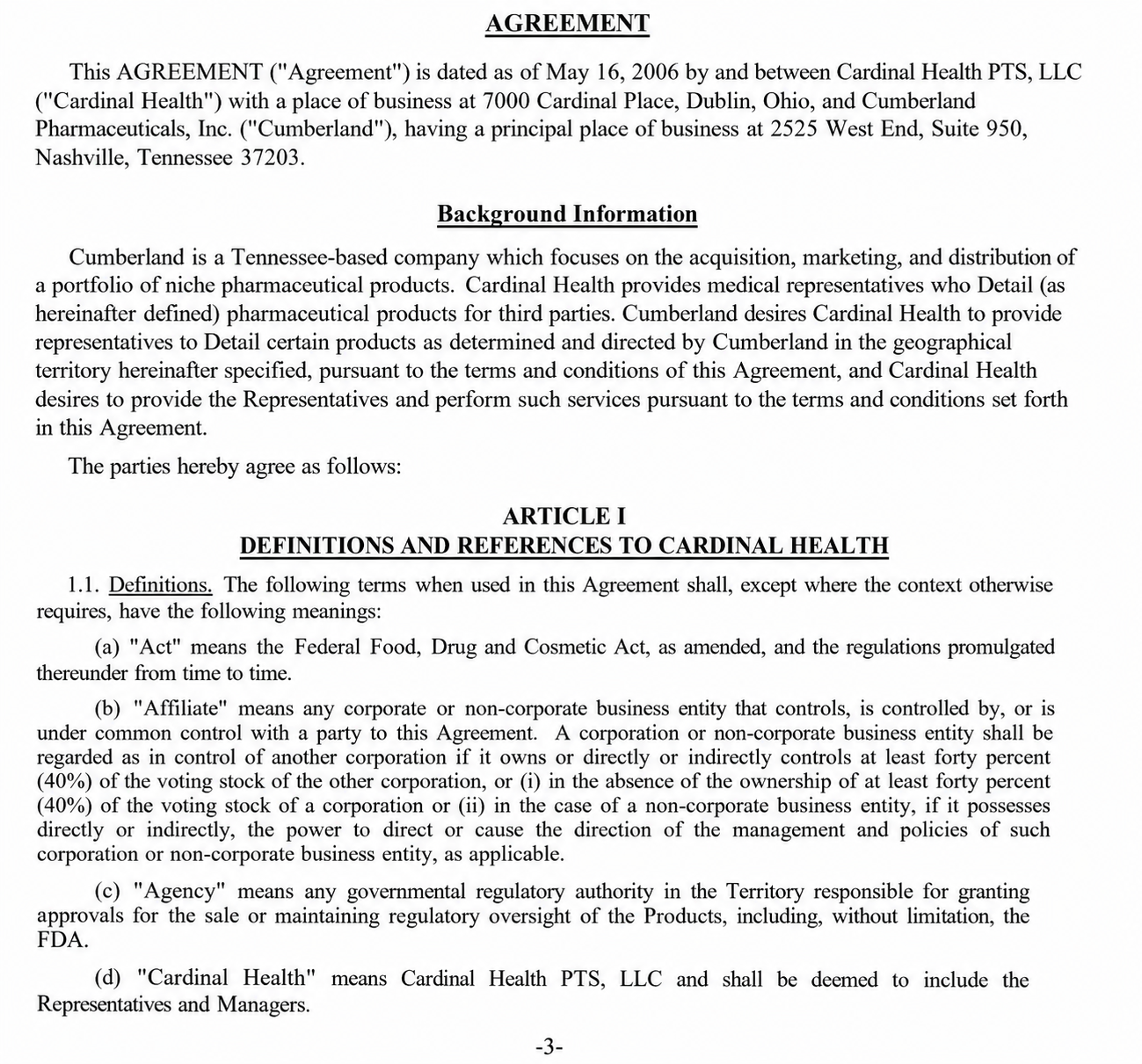 CARDINAL HEALTH CONTRACT SALES AND SERVICE AGREEMENT - Free AI Contract Generator, 50+ Real Contract Examples