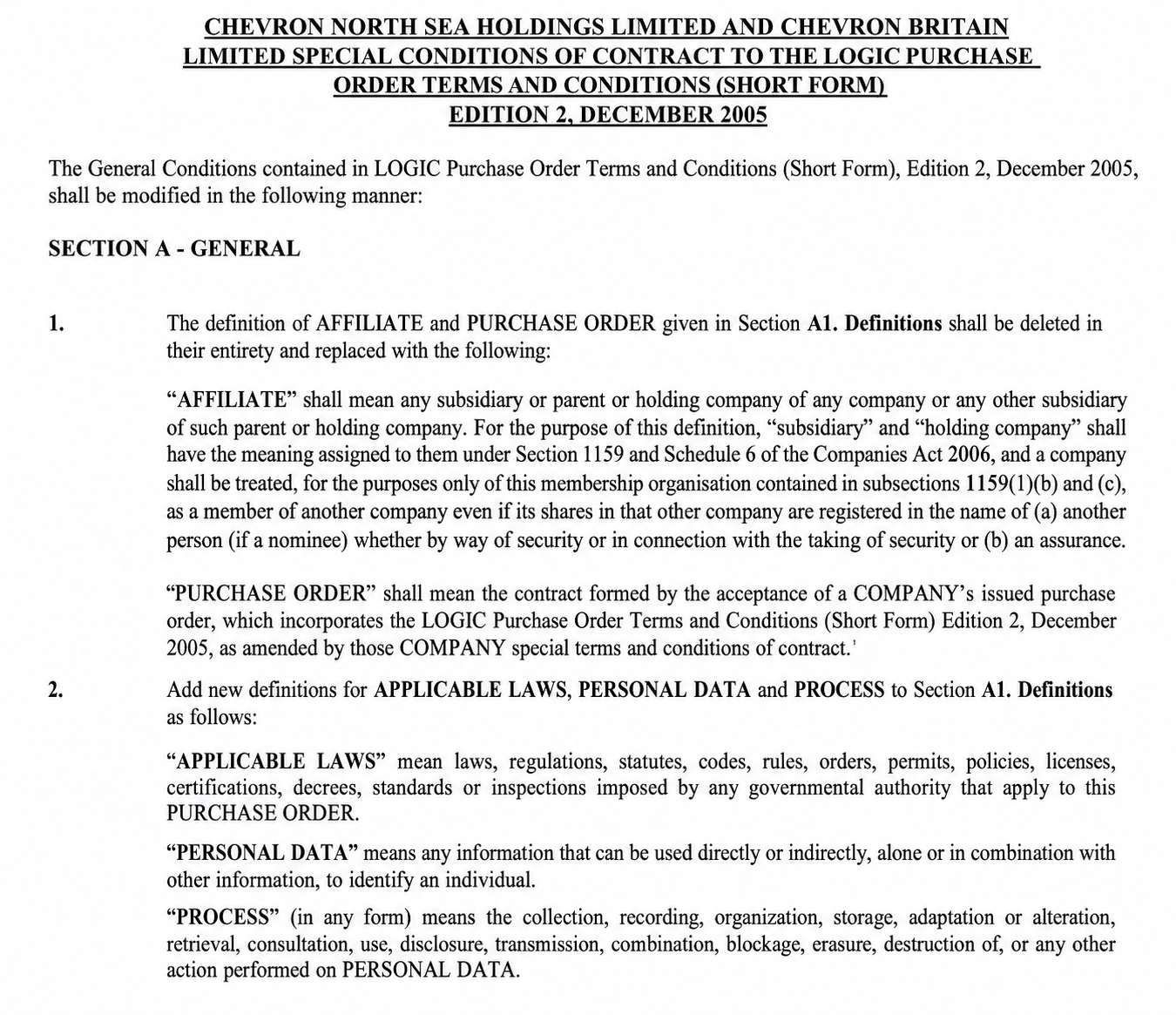 CHEVRON CONTRACT TO LOGIC PURCHASE ORDER TERMS AND CONDITIONS - Free AI Contract Generator, 50+ Real Contract Examples