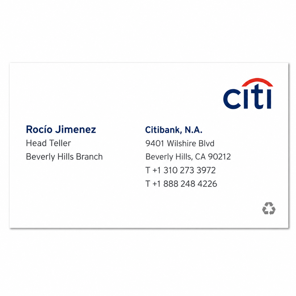 Citi Business Card Example