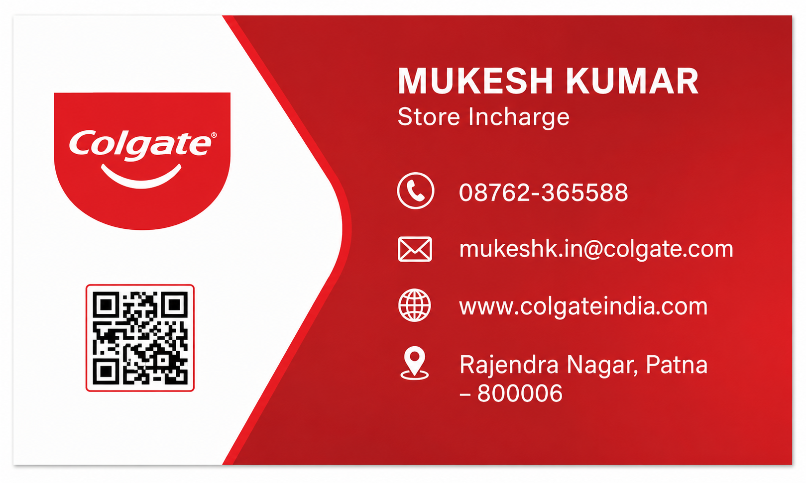 Colgate Business Card Example - Business Card Examples, AI Business Card Generator