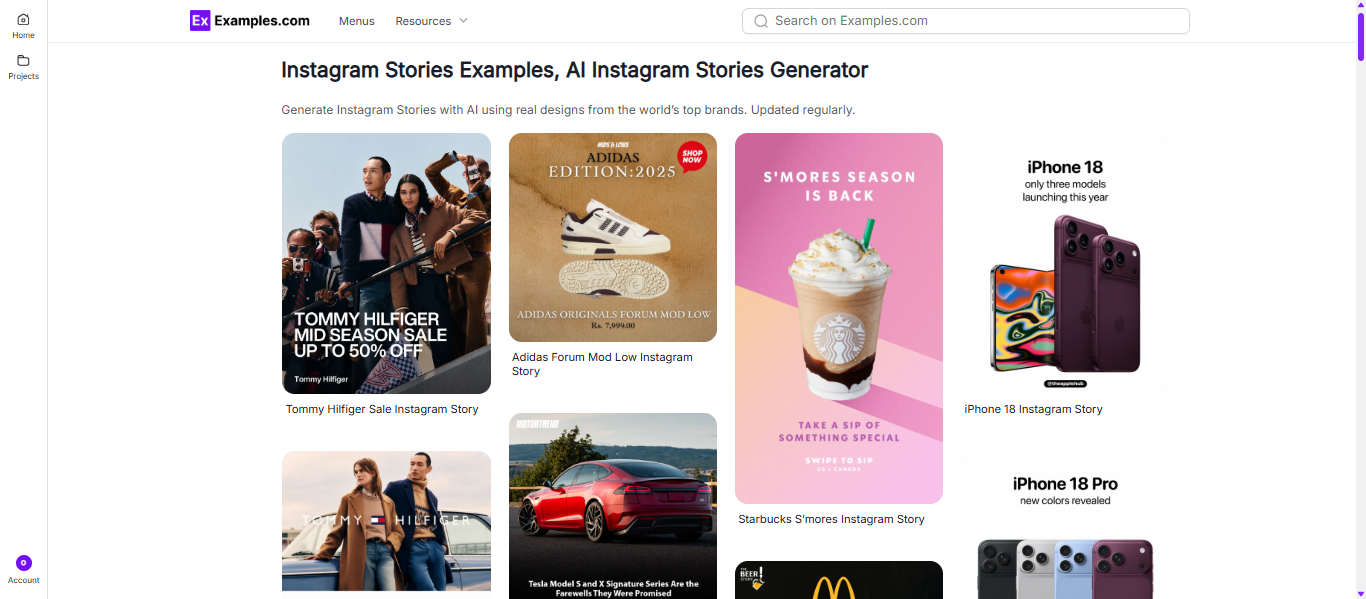 Instagram Stories Examples