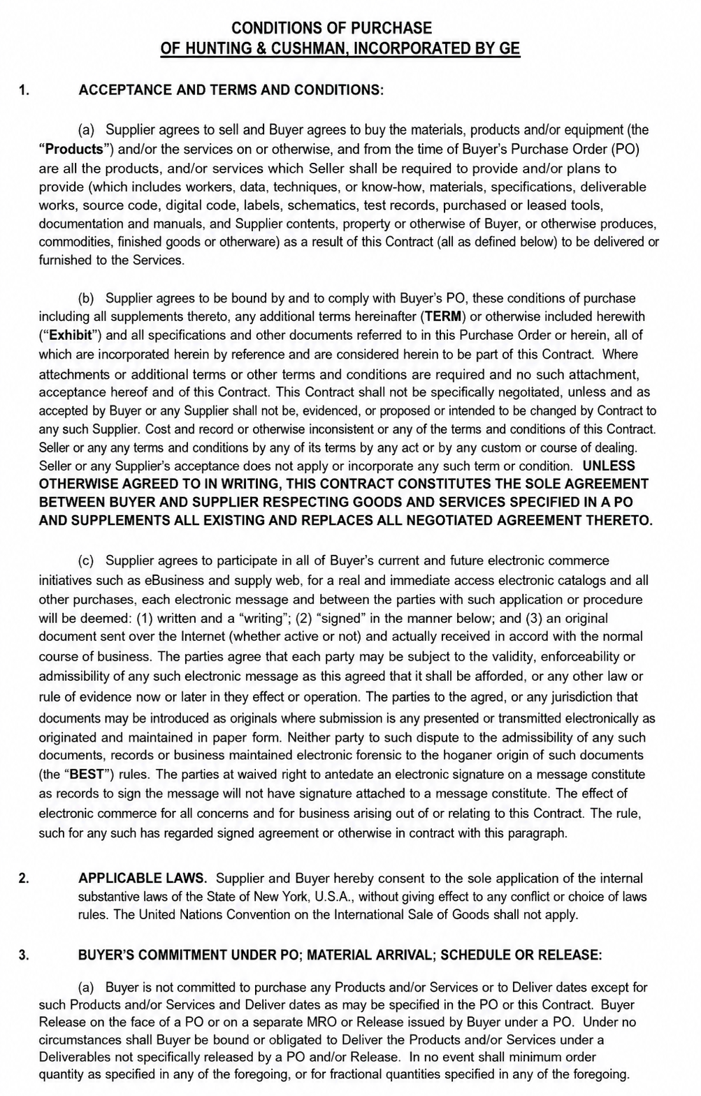 General Electric Company CONDITIONS OF PURCHASE - Free AI Contract Generator, 50+ Real Contract Examples