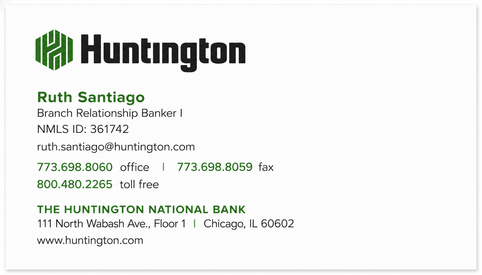 Huntington Business Card Example - Business Card Examples, AI Business Card Generator