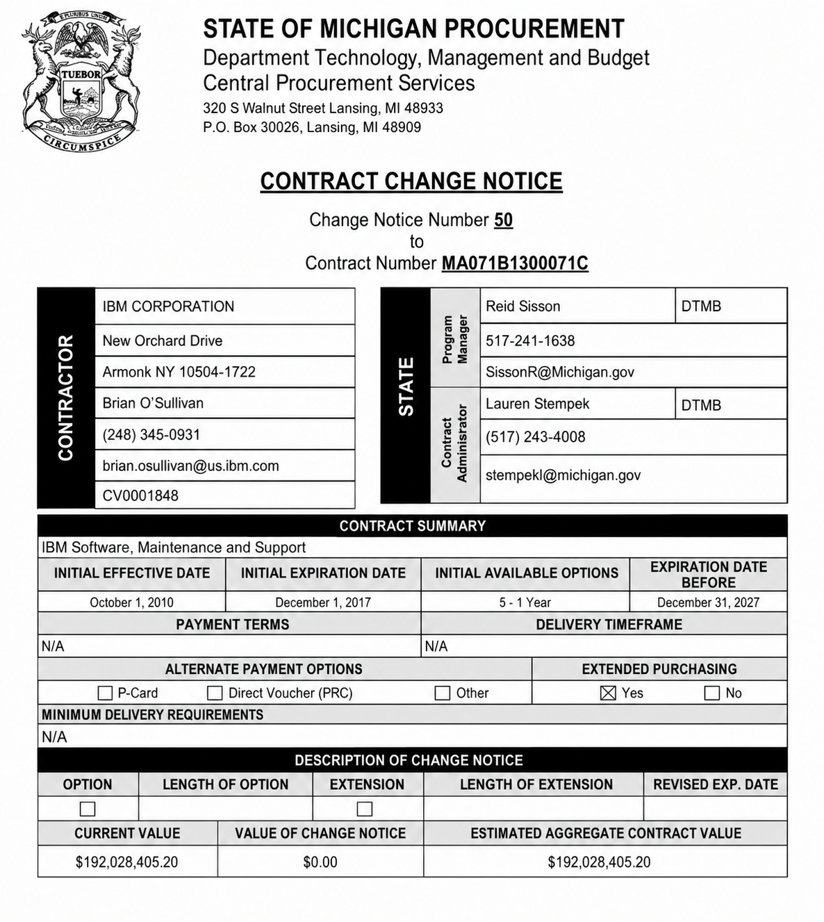 IBM Contract Change - Free AI Contract Generator, 50+ Real Contract Examples