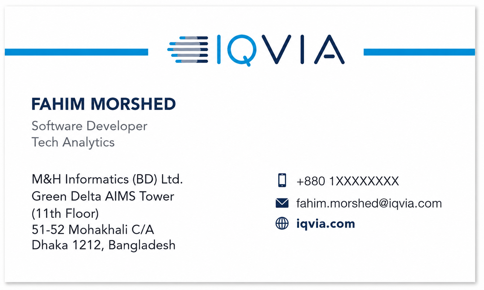 IQVIA Business Card Example - Business Card Examples, AI Business Card Generator